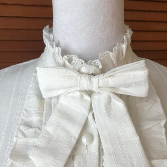 Elegant White Button Down Shirt with Ruffle Details - Picture 2 of 8